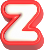 Letter Z, 3d rendering uppercase alphabet png