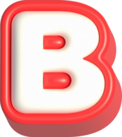 Letter B, 3d rendering uppercase alphabet png