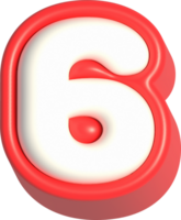 Number 6, 3d rendering uppercase alphabet png