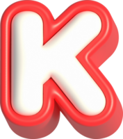 Letter K, 3d rendering uppercase alphabet png