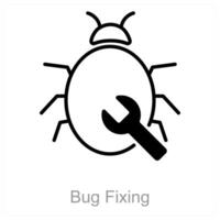 Bug Fixing and debug icon concept vector