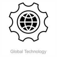 Global Technology and data icon concept vector