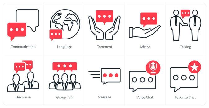 A set of 10 communication icons as communication, language, comment vector