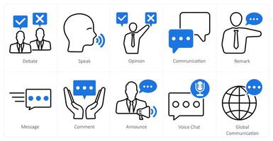 A set of 10 communication icons as debate, speak, opinion vector