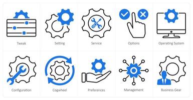 A set of 10 settings and configuration icons as tweak, setting, service vector