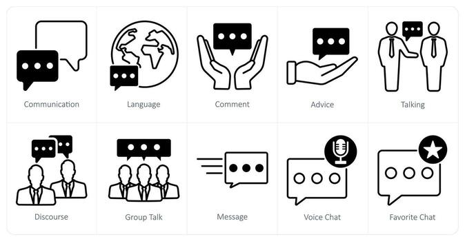 A set of 10 communication icons as communication, language, comment vector