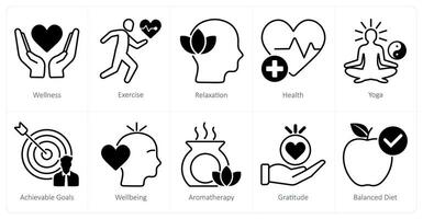 A set of 10 wellness icons as wellness, exercise, relaxation vector