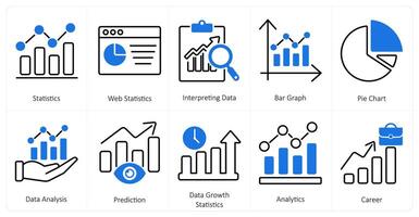 A set of 10 mix icons as statistics, web statistics, interpreting data vector