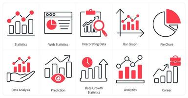 A set of 10 mix icons as statistics, web statistics, interpreting data vector