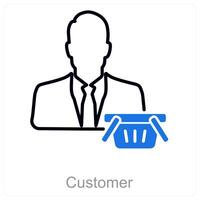 Customer and cart icon concept vector