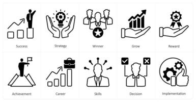A set of 10 mix icons as success, strategy, winner vector