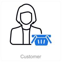 Customer and cart icon concept vector