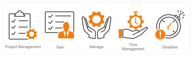 A set of 5 Project Management icons as project management, task, manage vector