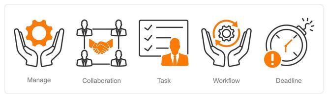 A set of 5 Project Management icons as manage, collaboration, task vector
