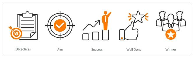 A set of 5 Success icons as objectives, aim, success vector