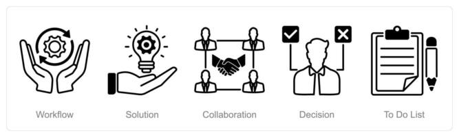 A set of 5 Project Management icons as workflow, solution, collaboration vector