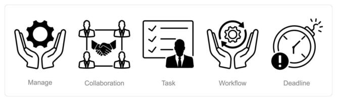 A set of 5 Project Management icons as manage, collaboration, task vector