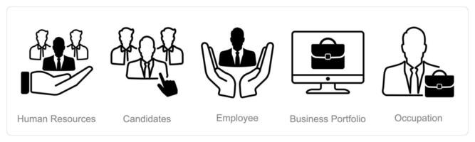 A set of 5 recruitment icons as human resources, candidates, employee vector