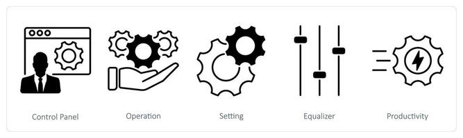 A set of 5 Settings icons as control panel, operation, setting vector