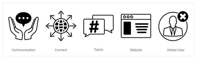 A set of 5 Social Media icons as communication, connect, topics vector