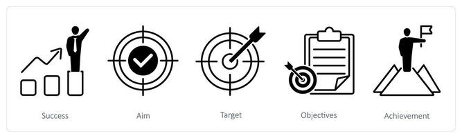 A set of 5 Success icons as success, aim, target vector