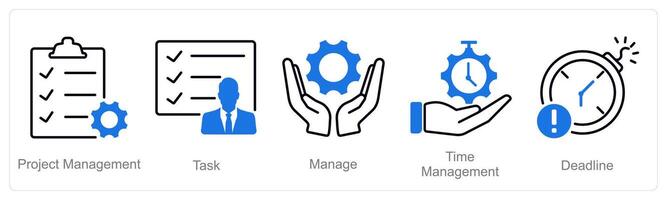 A set of 5 Project Management icons as project management, task, manage vector