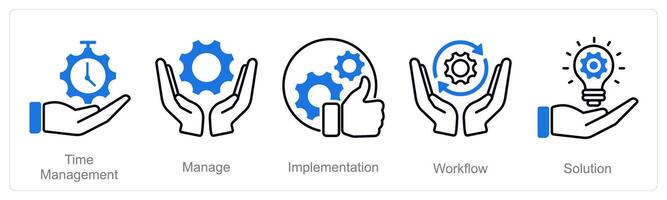 A set of 5 Project Management icons as time management, manage, implementation vector