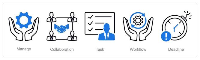 A set of 5 Project Management icons as manage, collaboration, task vector