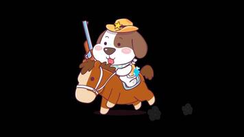 animiert Cowboy Beagle Sheriff mit Schrotflinte auf Grün Bildschirm video