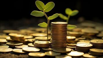Coin and Green Sprouts photo
