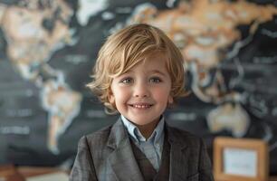 Young Boy in Suit Smiling photo