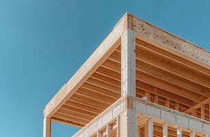 House Under Construction With Blue Sky photo