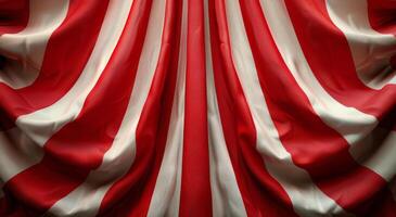 Red And White Striped Curtains With Draped Valance photo