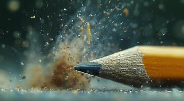 Close Up of a Pencil Writing on a Piece of Paper photo