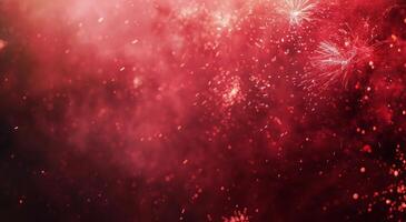 Red Fireworks Exploding in the Night Sky photo