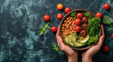 Person Holding Bowl Filled With Vegetables photo