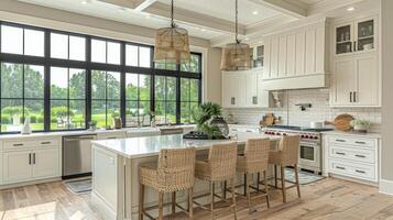 Kitchen With Center Island and Chairs photo