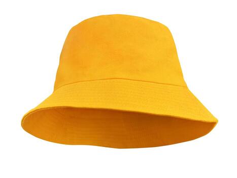 sombrero de cubo amarillo aislado sobre fondo blanco foto