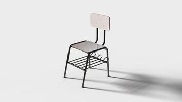 wooden school chair with black painted iron legs photo