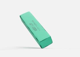 old school green eraser, rectangular model with black spots photo