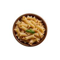 a bowl of pasta with a leaf and a green leaf on the top. isolated on transparent background png