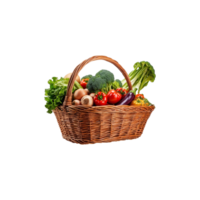 Healthy food in basket. different fruits and vegetables, Potatoes, tomatoes, onions, isolated On A transparent Background png