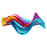 3D Render of Futuristic Colorful Flowing Shape isolated on transparent background png