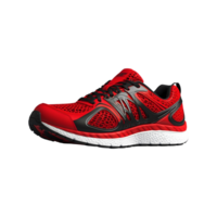 unico e esteticamente colorato premio rosso e nero in esecuzione gli sport scarpe, scarpe da ginnastica isolato su un' trasparente sfondo png