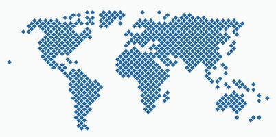 Round edge square shape world map on white background. vector