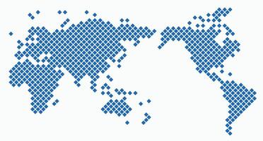 Round edge square shape world map on white background. vector
