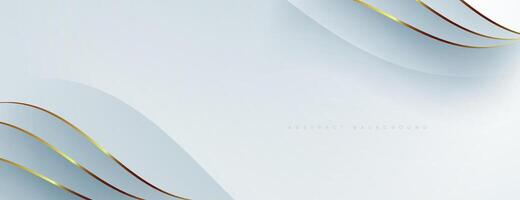 white and gold background with 3d wavy lines texture vector