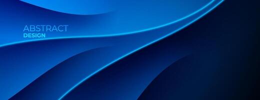 3d abstract blue neon light background with wavy lines vector