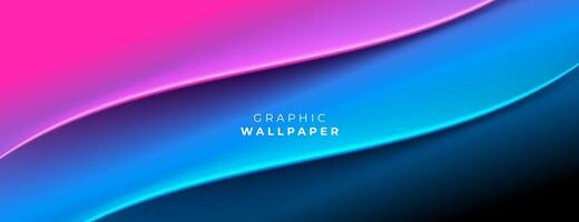 a blue and pink abstract futuristic background with a curved wave neon light vector