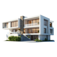 a modern house with a lot of windows on the side isolated on a transparent background png